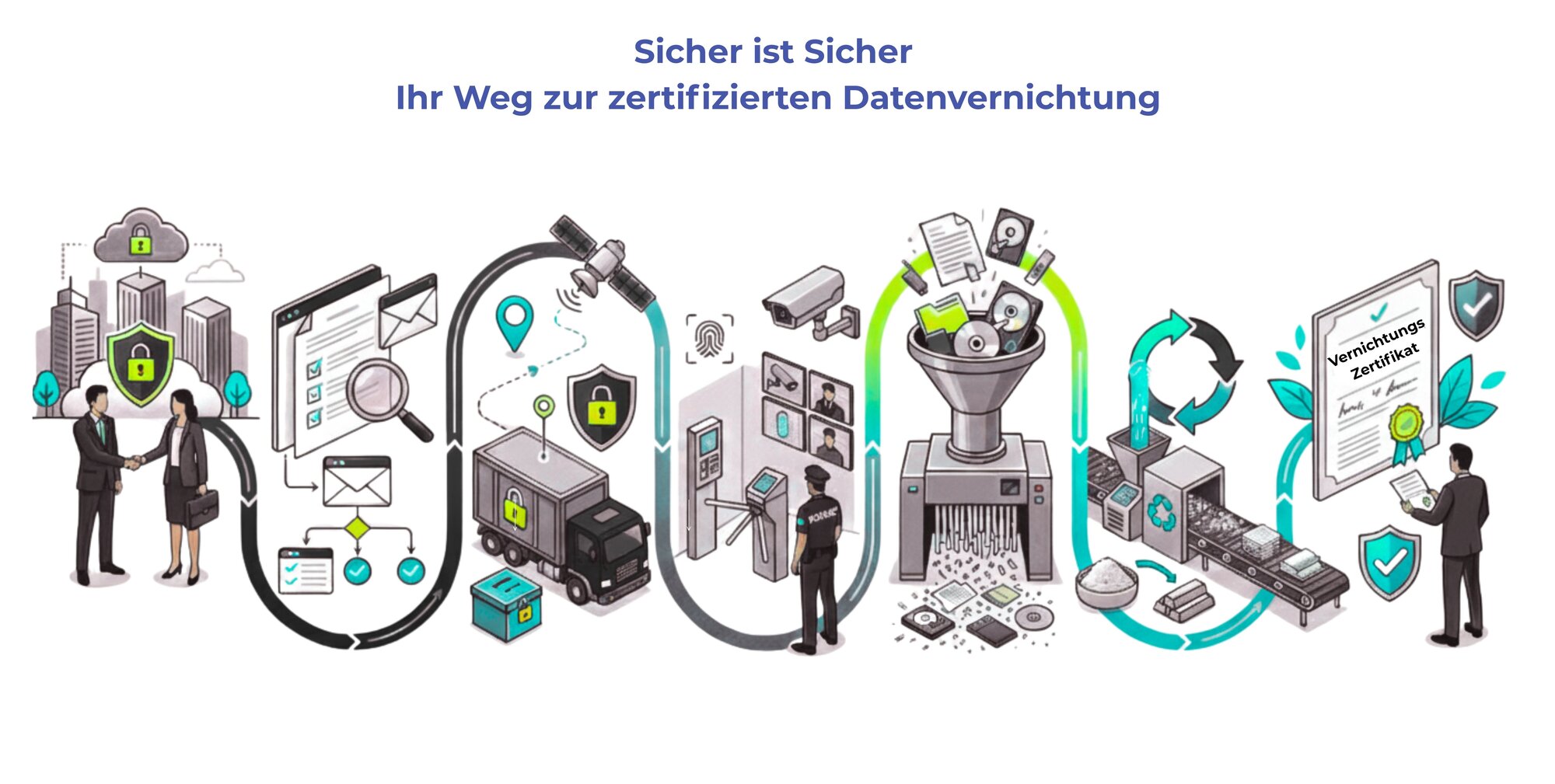 Prozessablauf zur zertifizierten Datenvernichtung